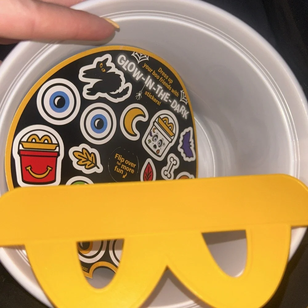 2025 McDonald's Halloween McGhost Ghost White Boo Bucket w/ Glow Dark Stickers